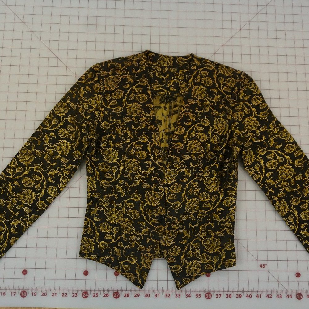 Vintage Early 80's Jacket Black & Gold Medium - Picture 5 of 9